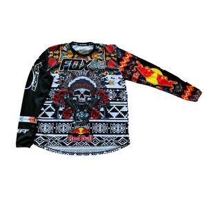 Yellow 3XL RARE retro MOTORCYCLE/ Skull/ INDIAN HEAD Fox Racing Jersey/ Shirt